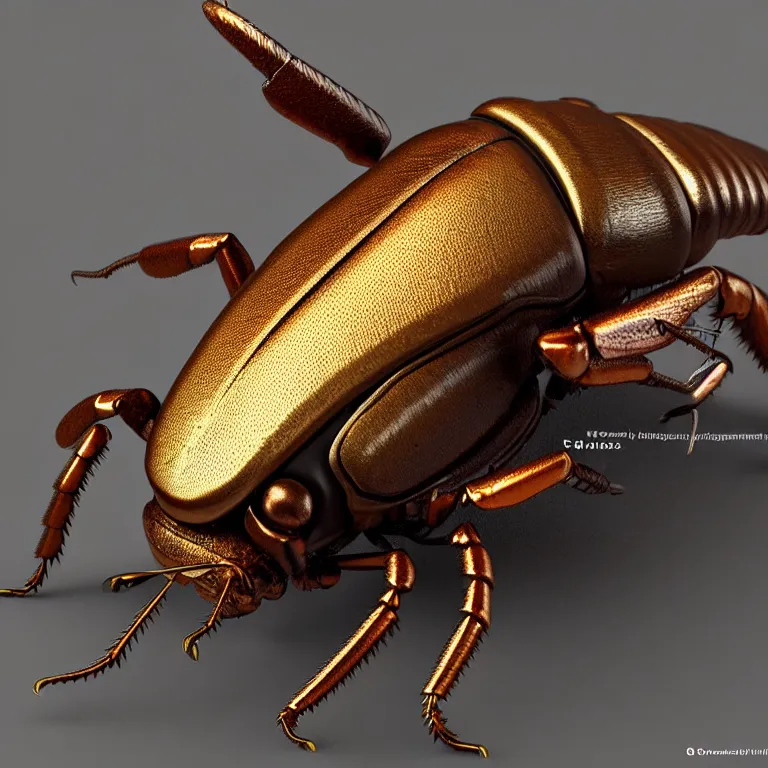 Prompt: steampunk stag beetle, 3 d model, unreal engine realistic render, 8 k, micro detail, elegant, highly detailed, centered, digital painting, smooth, sharp focus, illustration, artgerm, wlop