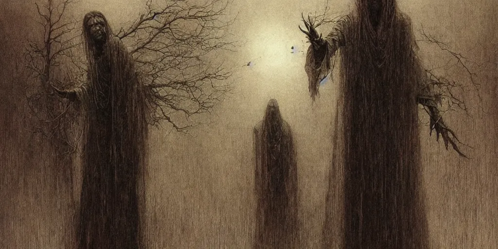 Image similar to ((black magic sorcerer with a book of spells)) by Beksinski, Luis Royo