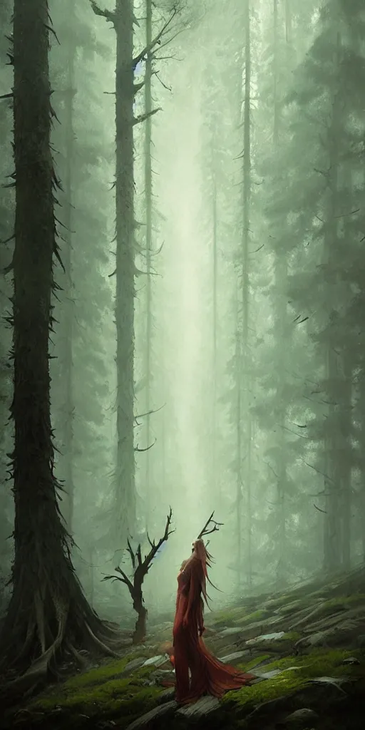 Image similar to Spirit of forest, by Greg Rutkowski