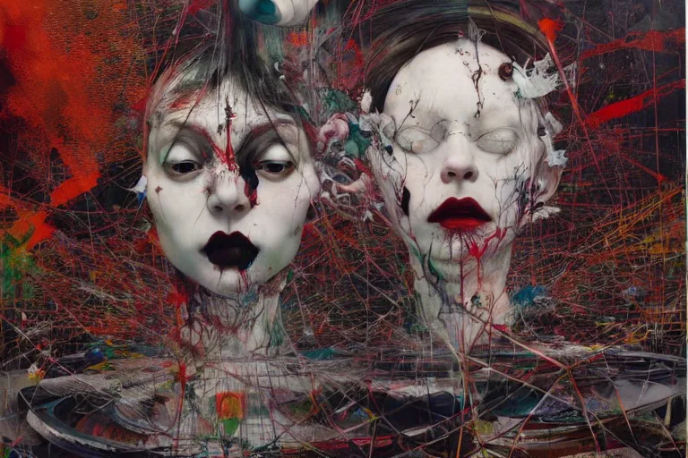 Image similar to The physical impossibility of death, in a brutalist architecture space ship , gothic, rich deep colours, painted by Francis bacon, Adrian ghenie, James jean and Petra cortright part by Gerhard Richter, part by Takato Yamamoto. 8k masterpiece