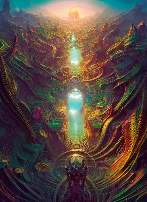 Image similar to hyper detailed ultra sharp of a magicpunk exoticcore overcrowded flying island city trending on artstation, warpaint aesthetic, earthwave, colorful, psychedelic, ornate, intricate, digital painting, concept art, smooth, sharp focus, illustration, art by artgerm and greg rutkowski and h. r. giger, 8 k