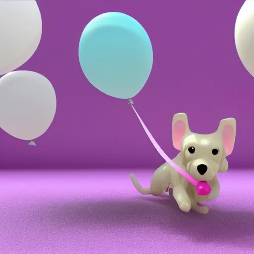 Image similar to 3 d render of a pink balloon dog in a violet room