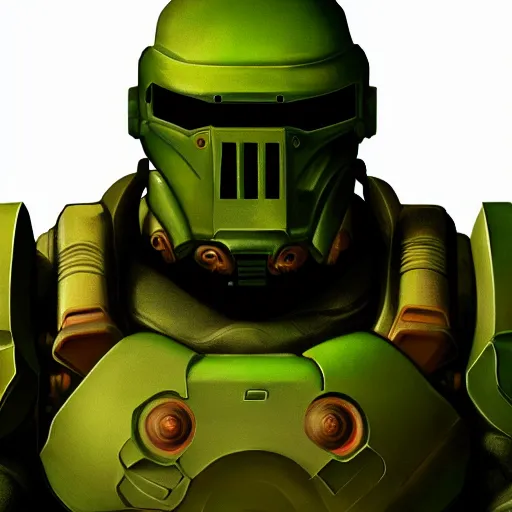 Image similar to portrait of doomguy, highly detailed, centered, digital painting