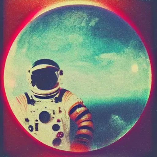 Image similar to polaroid of a dream astronaut double exposure sea high contrast