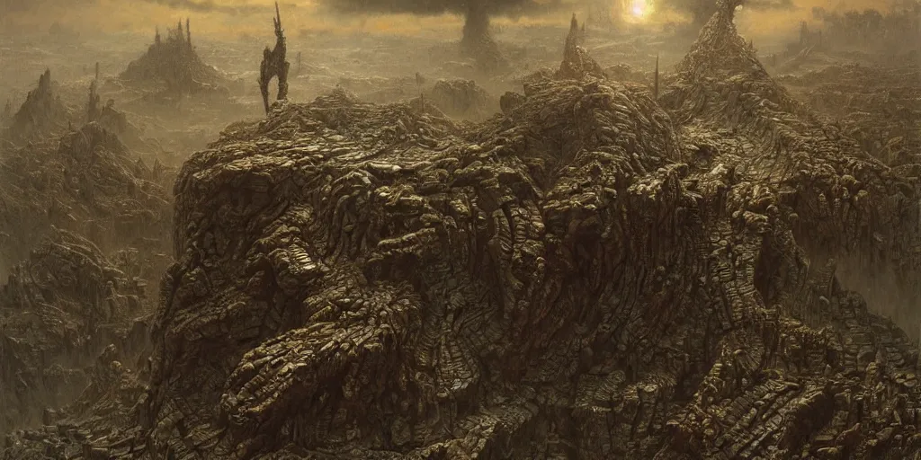 Image similar to destructive overlord robot ai apocalyptic future, futuristic, art by gustave dore, charles mottram, zdizslaw beksinski, victor mikhailovich vasnetsov, 8 k hd, highly detailed, death