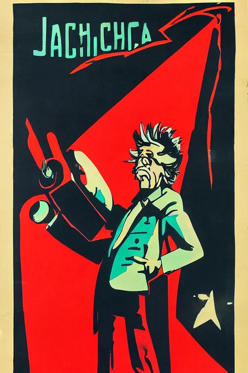 Image similar to rick sanchez, 1 9 6 0 s soviet poster