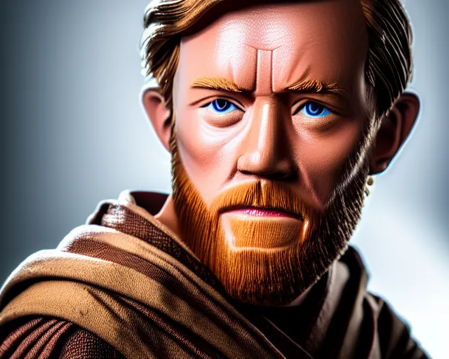 Image similar to 5 5 mm portrait photo of real life obi wan kenobi as a british jerk. highly detailed 8 k. ultra real. soft light. nikon d 8 5 0.