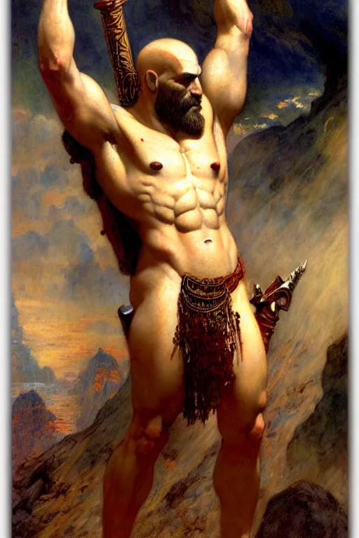 Image similar to god of war, painting by gaston bussiere, katsuya terada, frank frazetta, tom of finland, trending on artstation