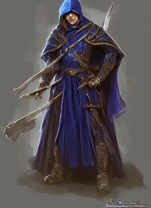 Prompt: dark blue cloak male priest, ultra detailed fantasy, dndbeyond, bright, colourful, realistic, dnd character portrait, full body, pathfinder, pinterest, art by ralph horsley, dnd, rpg, lotr game design fanart by concept art, behance hd, artstation, deviantart, hdr render in unreal engine 5