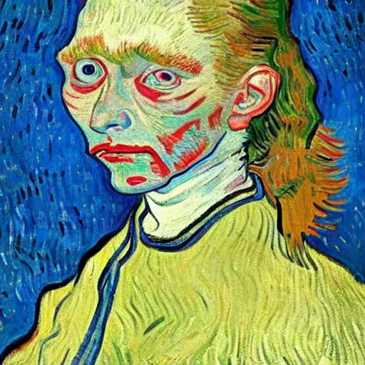 Prompt: a woman missing an eye painting by van gogh