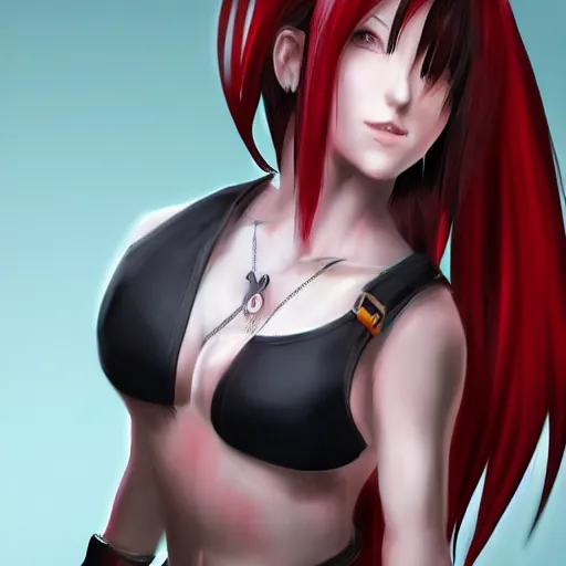 Image similar to full body shot of tifa lockhart with colored hair, concept art trending on artstation