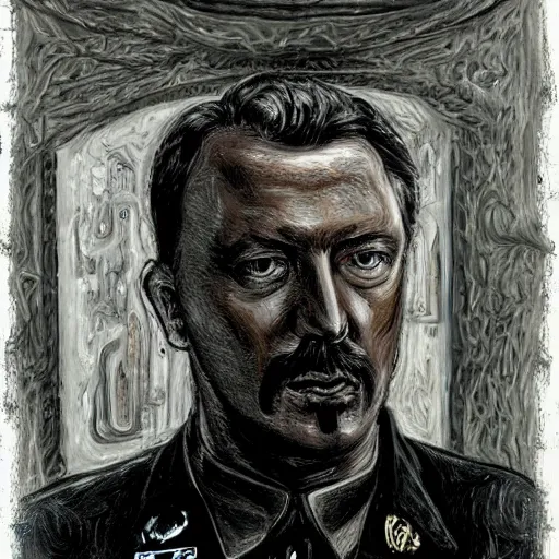 Image similar to Portrait of Igor Ivanovich Strelkov in artstyle of H. R. Giger