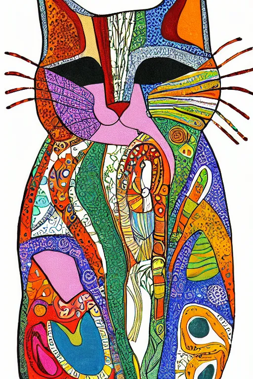 Image similar to beautiful art illustration of cat by laurel burch