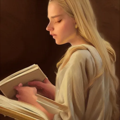 Image similar to a portrait of girl reading a book, detailed, centered, digital painting, artstation, concept art, donato giancola, Joseph Christian Leyendecker, WLOP, Boris Vallejo, Breathtaking, 8k resolution, extremely detailed, beautiful, establishing shot, artistic, hyperrealistic, beautiful face, octane render