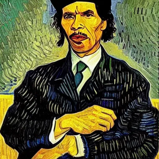 Image similar to president gaddafi portrait, van gogh