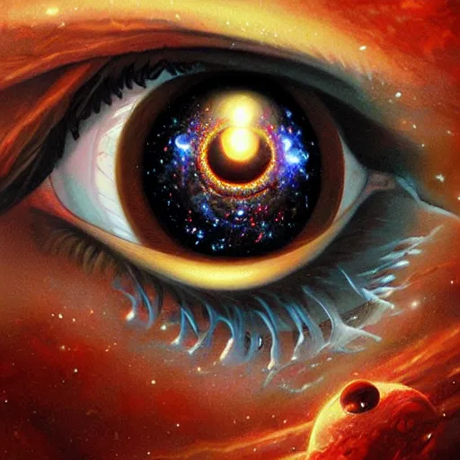 Prompt: A floating, cosmic Eyeball, 8k by artgerm and greg rutkowski