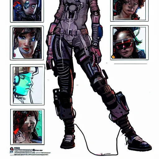 Image similar to Sonya. Apex legends cyberpunk feminist hacker. Concept art by James Gurney and Mœbius.