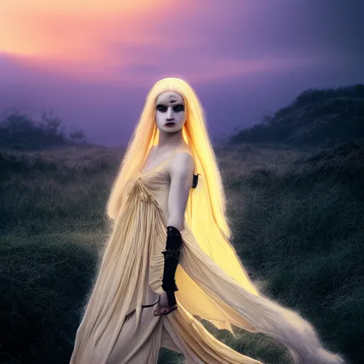 Image similar to photographic portrait of a stunningly beautiful gothic hermetic order of the golden dawn female in soft dreamy light at sunset, contemporary fashion shoot, by edward robert hughes, annie leibovitz and steve mccurry, david lazar, jimmy nelsson, breathtaking, 8 k resolution, extremely detailed, beautiful, establishing shot, artistic, hyperrealistic, beautiful face, octane render