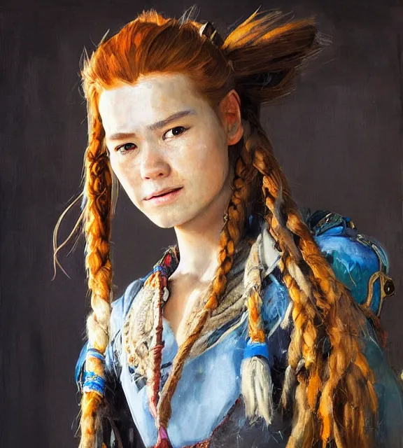 oil portrait of aloy from horizon zero dawn, by | Stable Diffusion