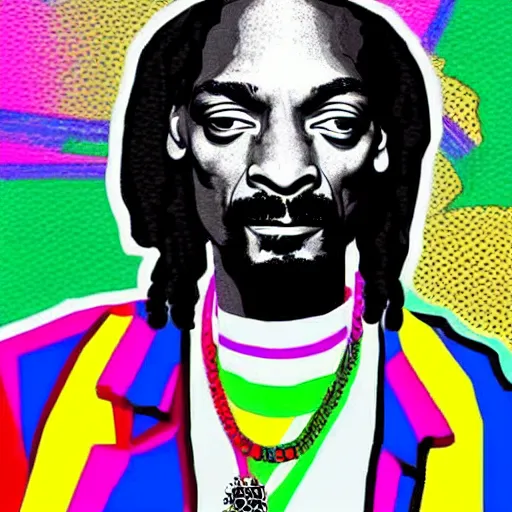 Prompt: snoop dogg from scaterred news paper, by mimmo rottela pop art