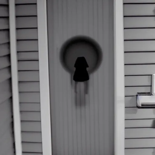 Image similar to scary pennywise on low resolution ring door camera, nightvision