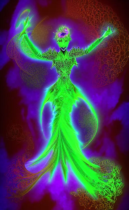 Image similar to Gothic princess in dragon armor made of Fractal flame,