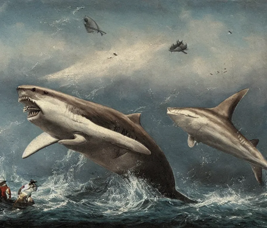 1 9 th century realism painting of a megalodon | Stable Diffusion | OpenArt