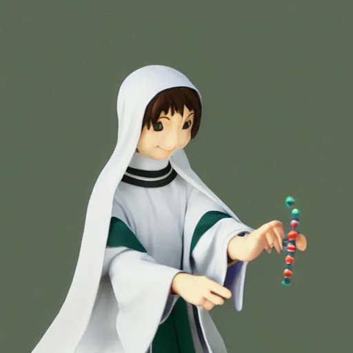 Image similar to female catholic nun playing with yoyos, highly detailed, in the style of makoto shinkai,