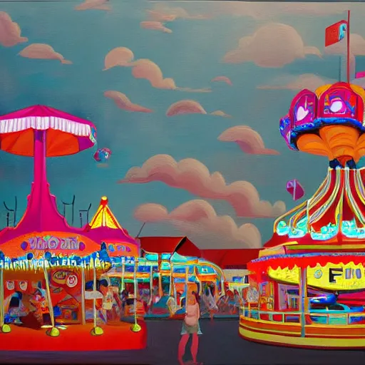 Image similar to painting of a funfair, by rik oostenbroek, james jean, amy sol