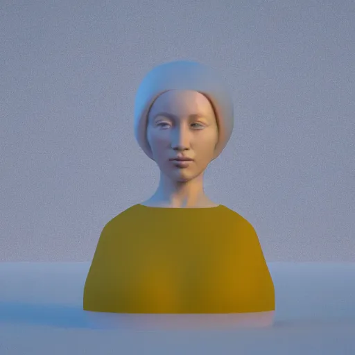 Prompt: a 3 d render of a young beautiful woman made from marble, in the style of constantin brancusi : 9, wes anderson background, casual clothing, modern, artgem, portrait, kawaii hairstyle : 5, pastel colors, colorful, octane render, digital painting, details, unreal engine, museum piece, dynamic light,