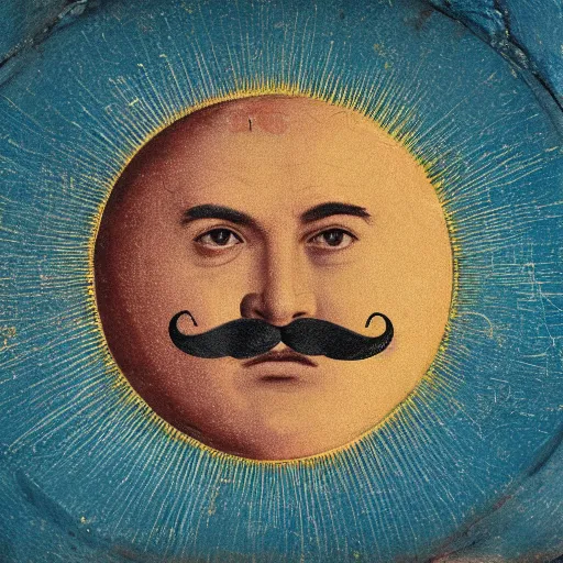 Image similar to ancient portrait of the sun with mustache