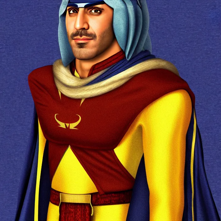 Image similar to portrait, captain falcon as sheik mohammad ruler of dubai, head and torso only, masterpiece, medieval arabia, sharp details, hd, 4 k