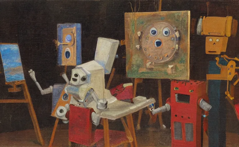 Image similar to a metaphor for teaching a robot how to love art