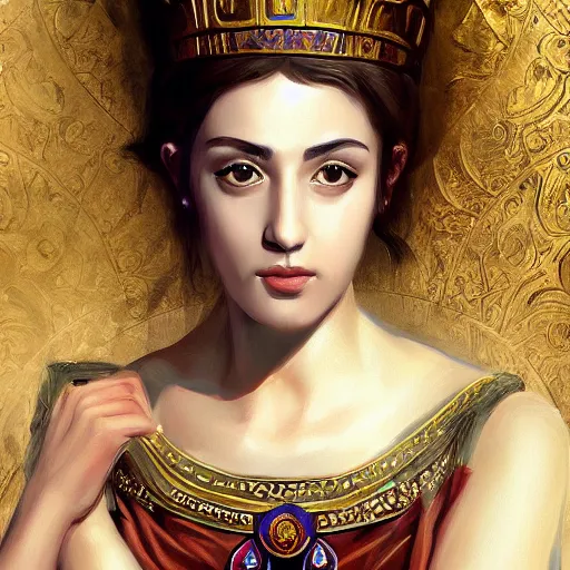 Image similar to Greek empress art drawn in art style of WLOP full HD 4K highest quality realistic beautiful gorgeous natural WLOP artist painting