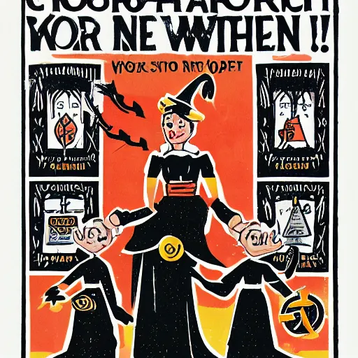 Image similar to corporate anti - witch propaganda poster