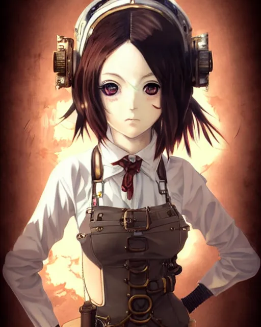 Image similar to portrait Anime Girl steampunk cute-fine-face, pretty face, realistic shaded Perfect face, fine details. Anime. Bioshock steampunk realistic shaded lighting by katsuhiro otomo ghost-in-the-shell, magali villeneuve, artgerm, rutkowski Jeremy Lipkin and Giuseppe Dangelico Pino and Michael Garmash and Rob Rey