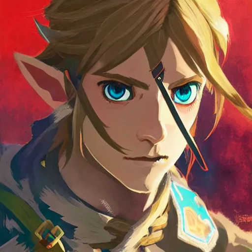 Prompt: a portrait of link from zelda breath of the wild, beautiful, sharp focus, illustration, very beautiful, by wlop and ayami kojima