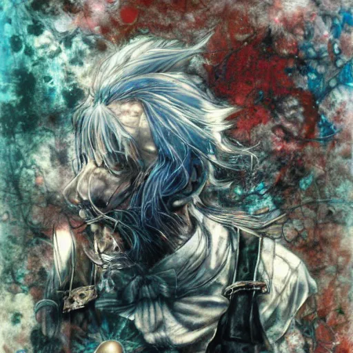 Image similar to ! dream old man, by art by yoshitaka amano, - n 9, by yoshitaka amano,