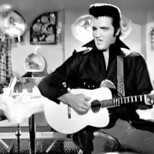 Prompt: elvis presley in a red lobster commercial,