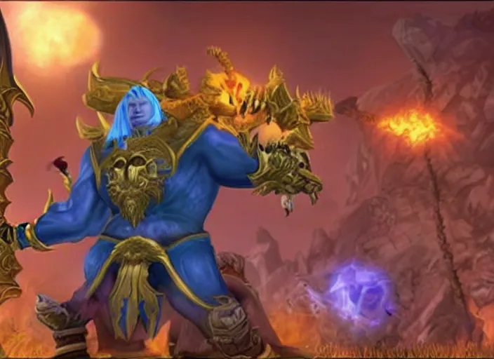 Prompt: donald trump as hero in world of warcraft