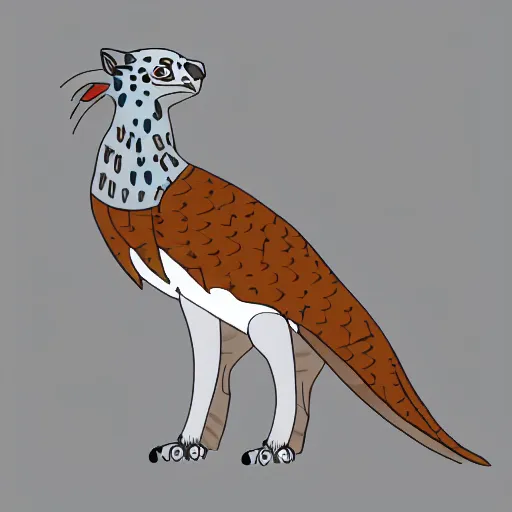 Prompt: avatar of a snow leopard crow griffin, flat color