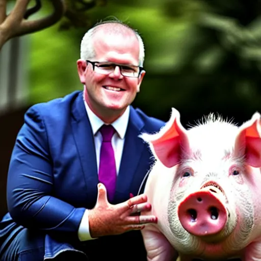 Image similar to scott morrison with the body of a pig