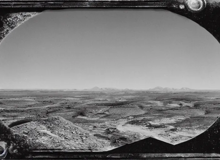 Image similar to Overlook of an ancient alien city, albumen silver print by Timothy H. O'Sullivan.