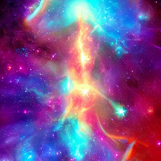 Image similar to digital illustion of a pod of majestic cosmic dolphins swimming through a nebula in space, deviantArt, artstation, artstation hq, hd, 4k resolution