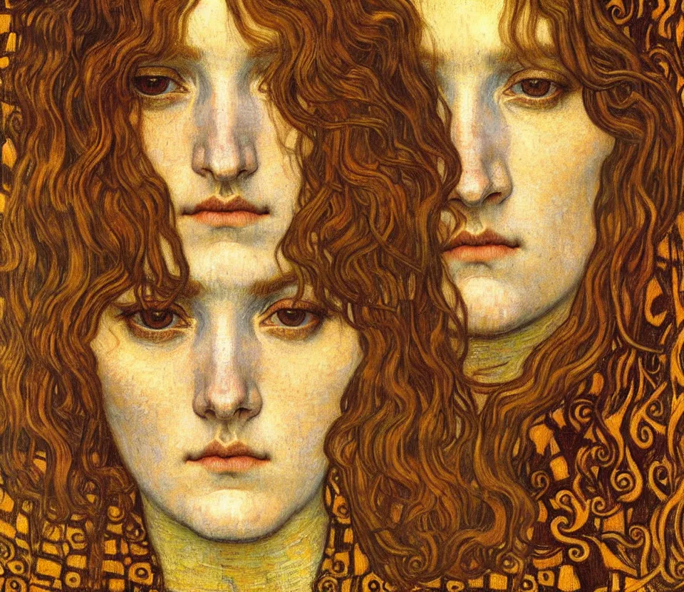 Image similar to detailed realistic beautiful young medieval queen face portrait by jean delville, gustav klimt and vincent van gogh, art nouveau, symbolist, visionary, gothic, pre - raphaelite, muted earthy colors, desaturated