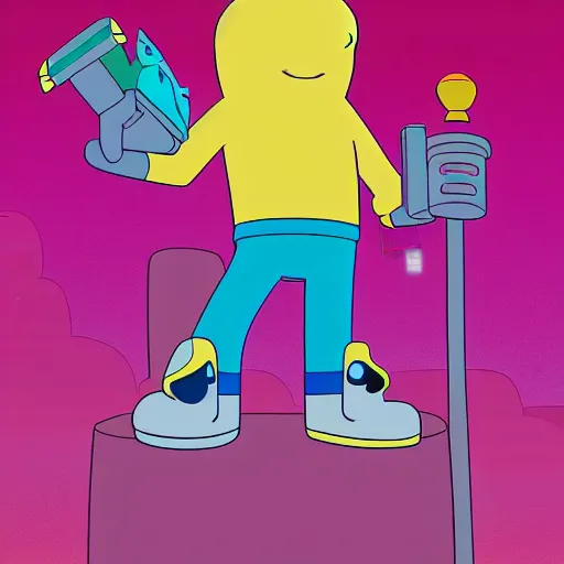 Prompt: Adventure Time Finn and Jake, synthwave, 4k, sharp, high details