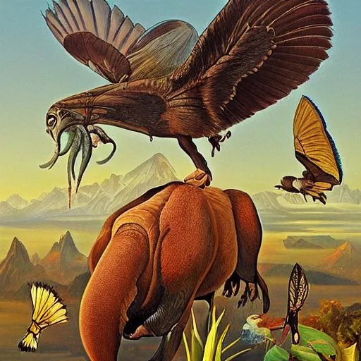 Image similar to “ audubon painting of animals from the movie avatar, super detailed ”