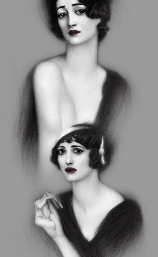 Prompt: portrait en buste flapper girl eva green, vesper lynd, vannessa ives, traditional corsican, intricate, highly detailed, artstation, illustration, jurgens, rutkowski, bouguereau, roaring 20s, 1920s