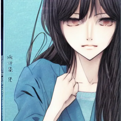 Image similar to korean girl manga cover, hardcover, realistic, very detailed, perfectly drawn