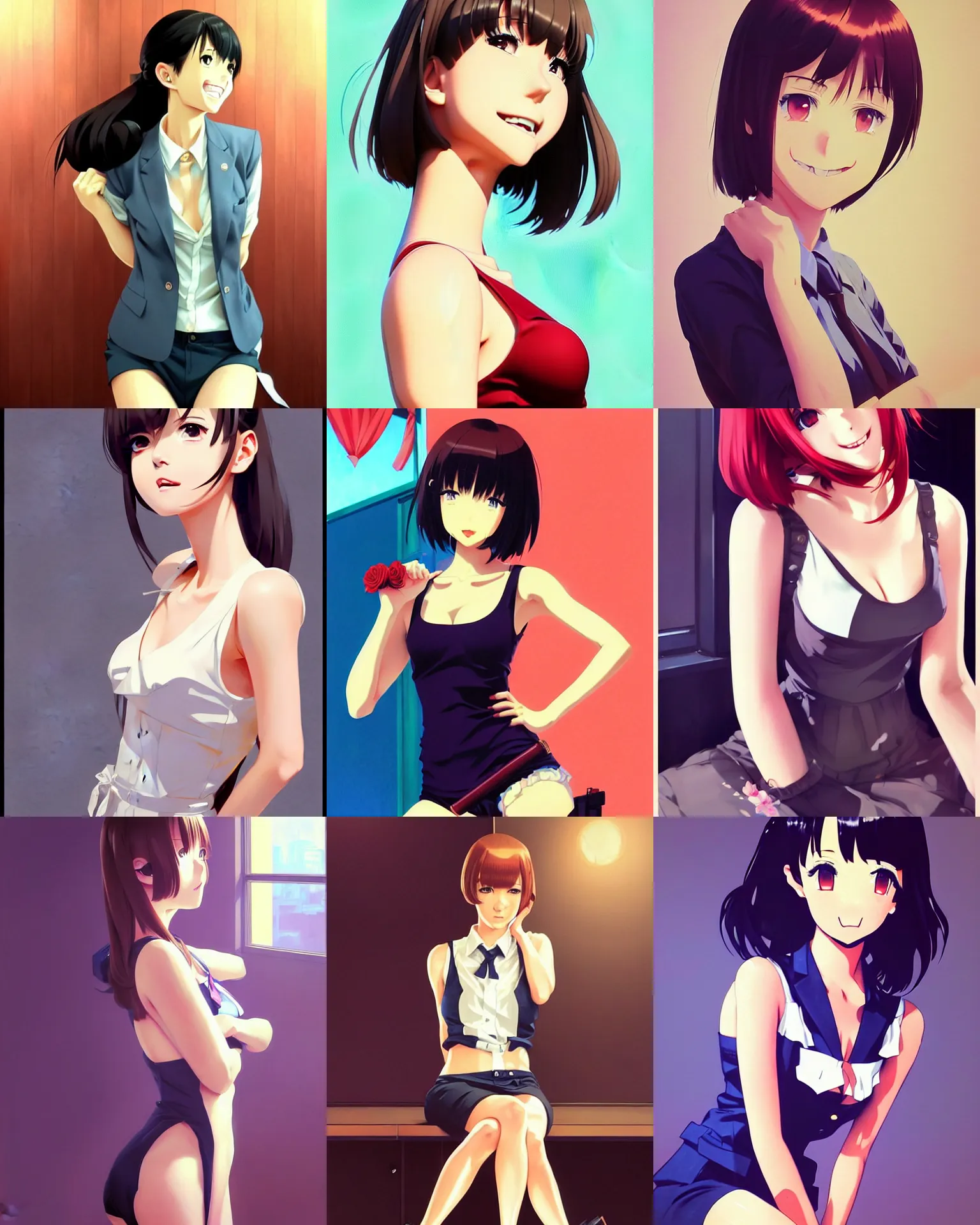 Prompt: cute girl wearing tank suit, seductive pose and smile, room background | very very anime!!!, fine - face, audrey plaza, realistic shaded perfect face, fine details. anime. realistic shaded lighting poster by ilya kuvshinov katsuhiro otomo ghost, magali villeneuve, artgerm, jeremy lipkin and michael garmash and rob rey